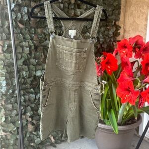 American Eagle Outfitters Olive Green Denim Overalls